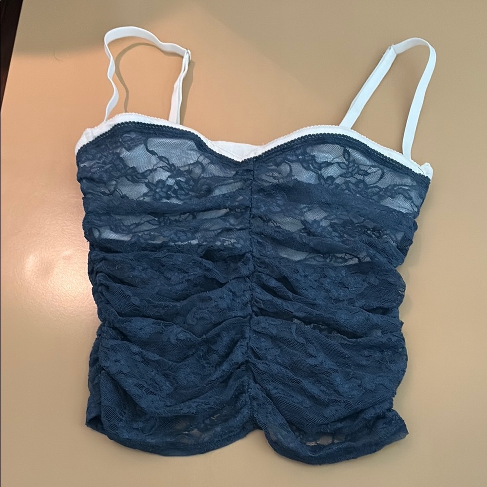 Elegant Lace Blue Top